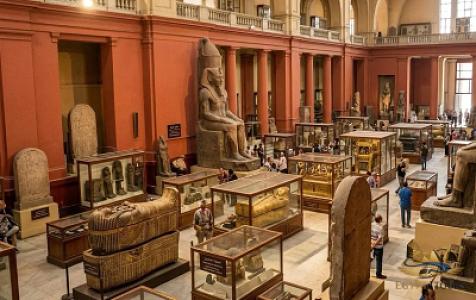 Priceless pharaonic treasures and statues inside the Egyptian Museum in Tahrir