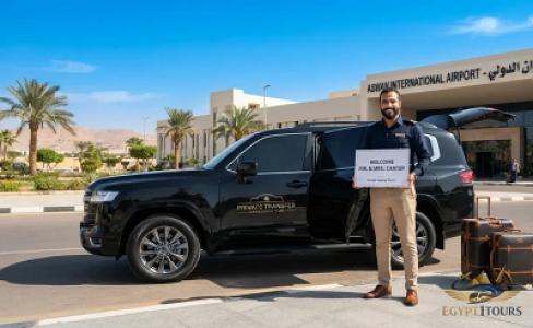 Modern private transfer car from Aswan International Airport to hotel